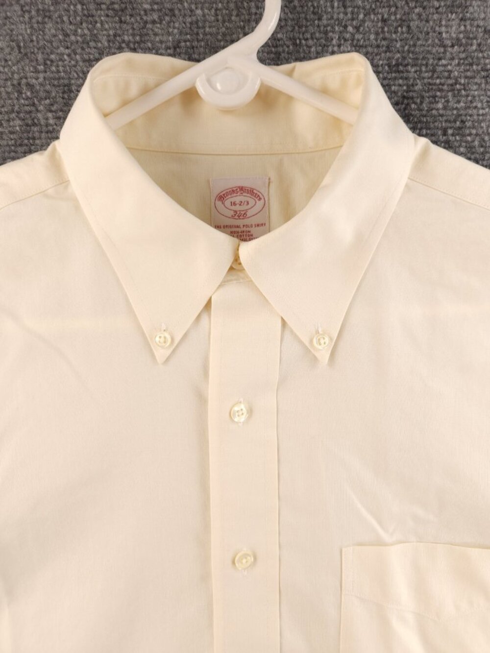 Brooks Brothers 16 32/33 Non-Iron Button-Down Cotton Yellow Pocket Shirt Solid